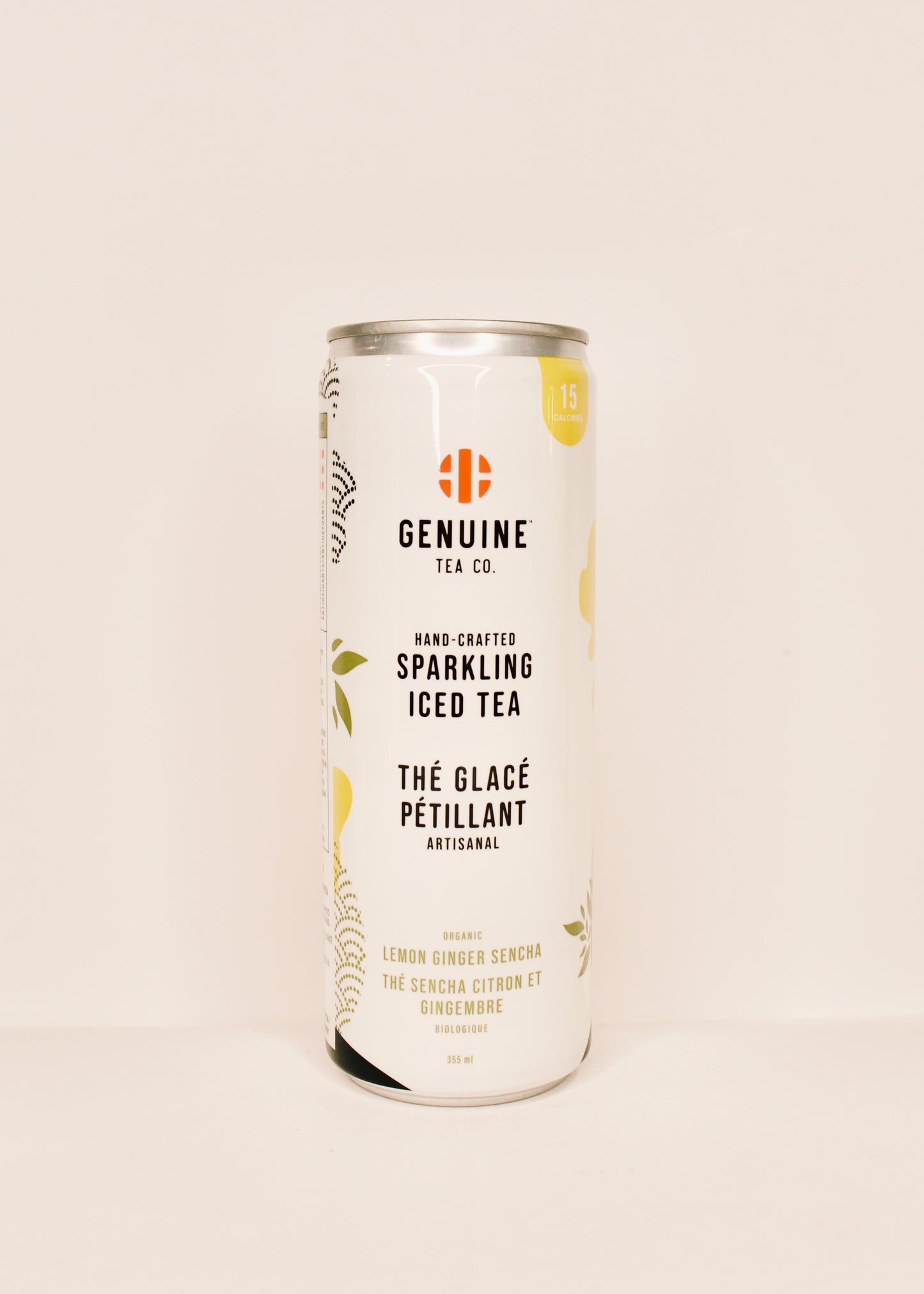 Genuine Tea Co. Organic Lemon Ginger Sencha Sparkling Tea 355 ml