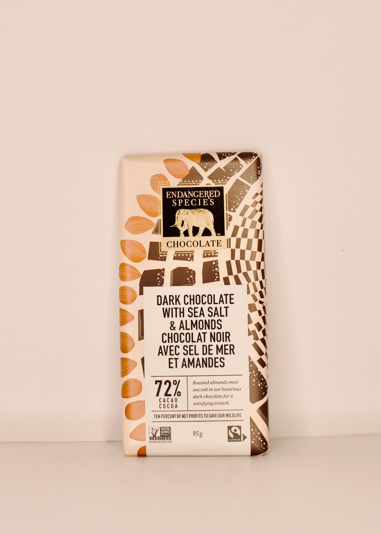 Endangered Species 72% Dark Chocolate With Sea Salt & Almonds 85 g